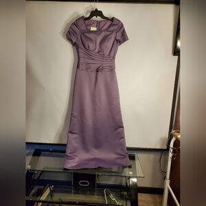 Women's Lavender Short-Sleeve Formal Dress With Beaded Detail